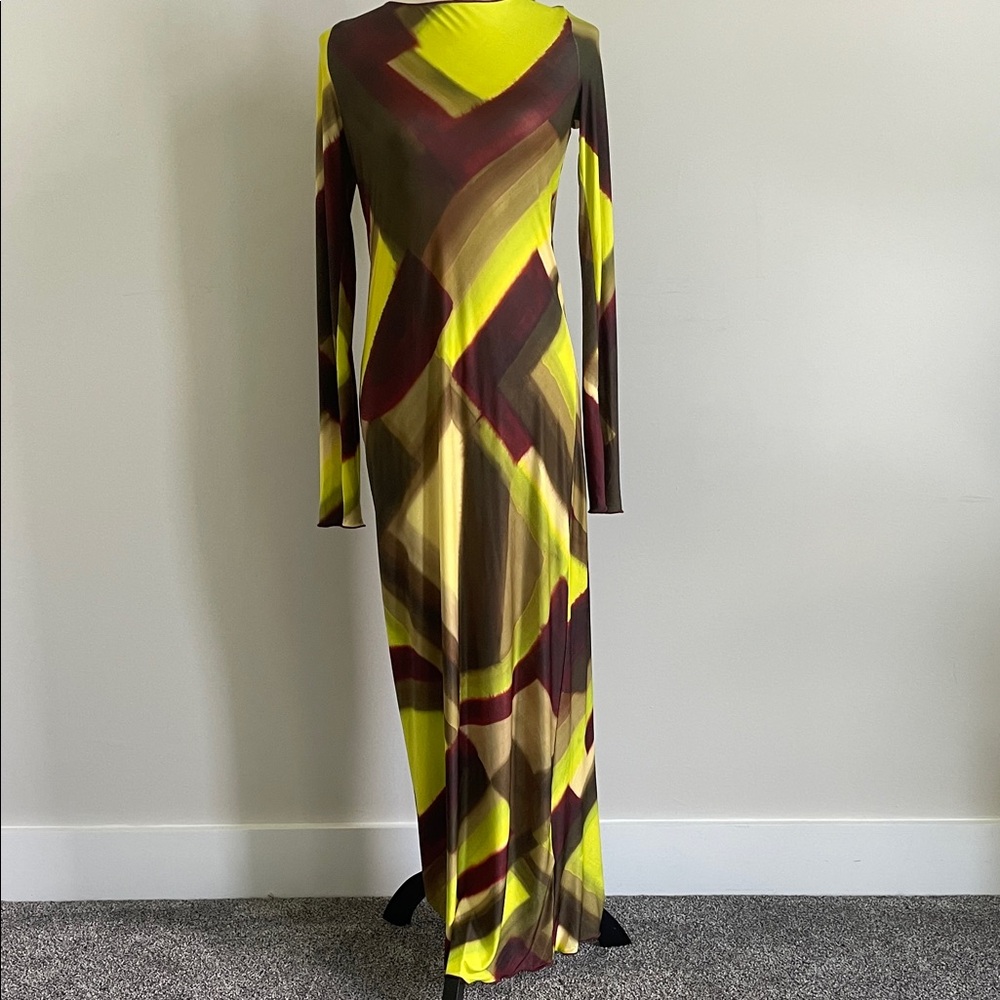 Multicolor Geometric Long Sleeve Dress